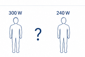 Comparación entre una persona que produce 300 W y otra que produce 240 W